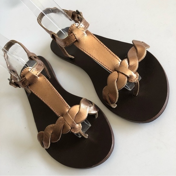 ASOS Copper T-Strap Twisted Leather Sandals - Picture 6 of 13